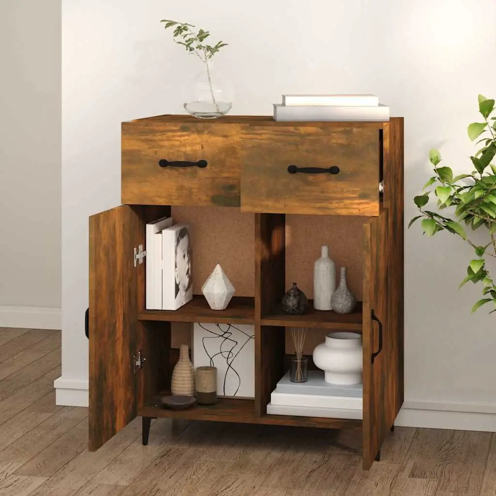 Sideboard with 2 Doors 2 Drawers Storage Cabinet Brown Engineered Wood