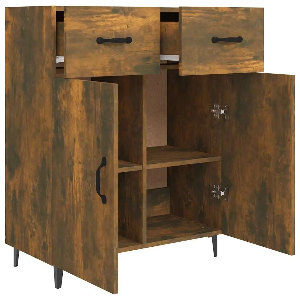 Sideboard with 2 Doors 2 Drawers Storage Cabinet Brown Engineered Wood