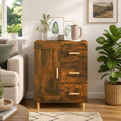 Elegant Brown Engineered Wood Sideboard for Living Rooms
