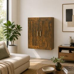 Brown Engineered Wood Wall Cabinet Storage Unit