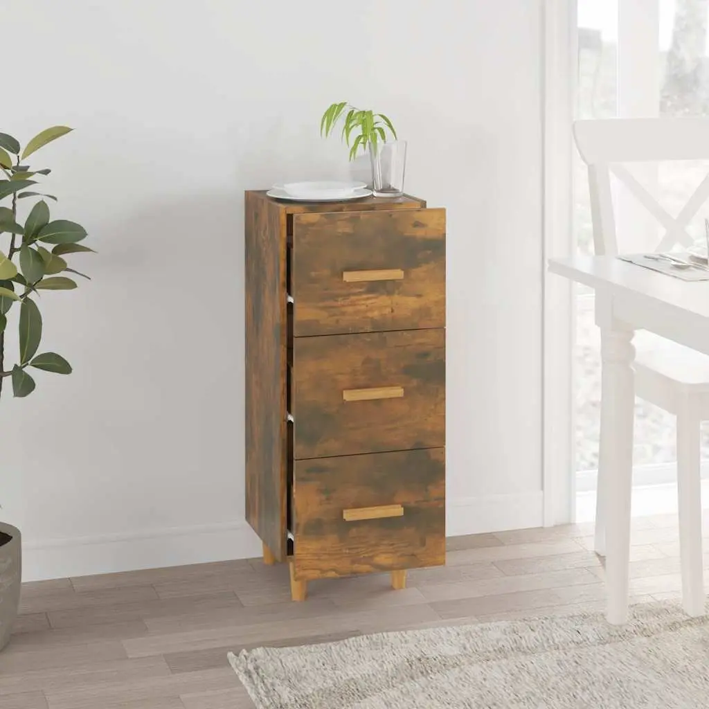 Sideboard Brown Storage Cabinet 3 Drawers Engineered Wood 34.5x34x90cm