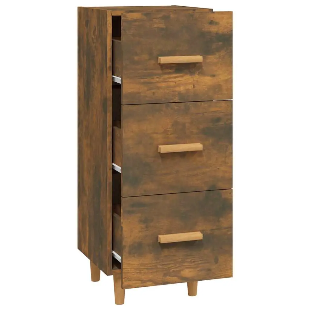 Sideboard Brown Storage Cabinet 3 Drawers Engineered Wood 34.5x34x90cm