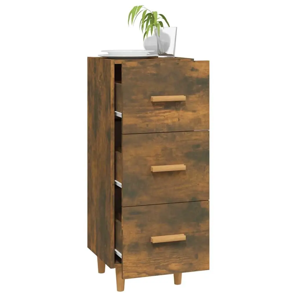 Sideboard Brown Storage Cabinet 3 Drawers Engineered Wood 34.5x34x90cm
