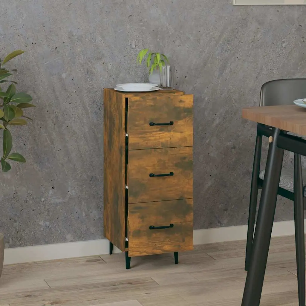 Brown Engineered Wood Sideboard Cabinet with Drawers for Living Room Furniture