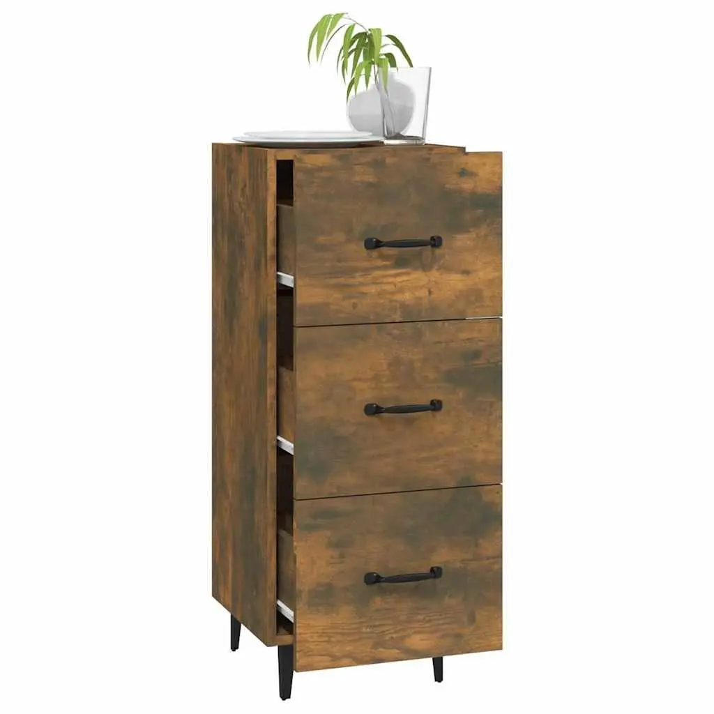 Brown Engineered Wood Sideboard Cabinet with Drawers for Living Room Furniture