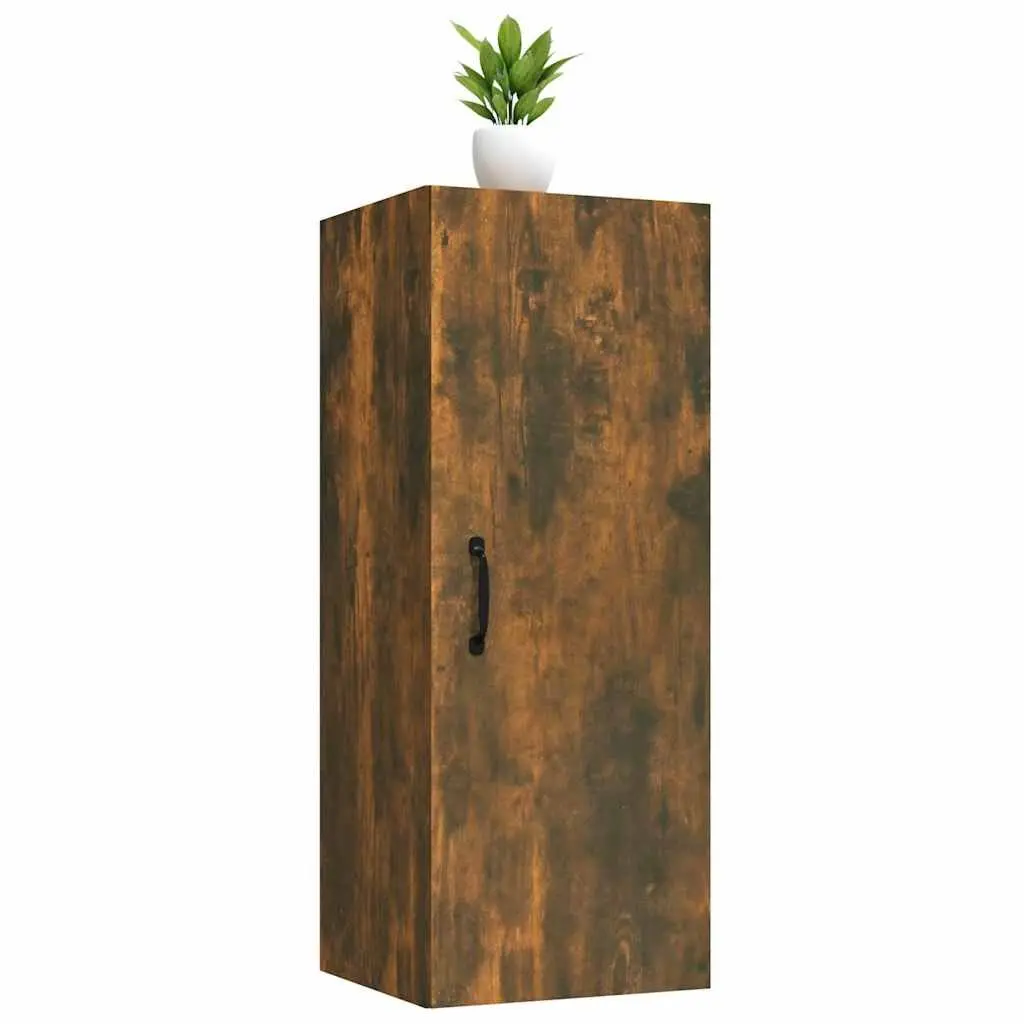Wall-Mounted Cabinet Brown Engineered Wood 34cm Depth 34.5cm Width 90cm Height Storage Organizer