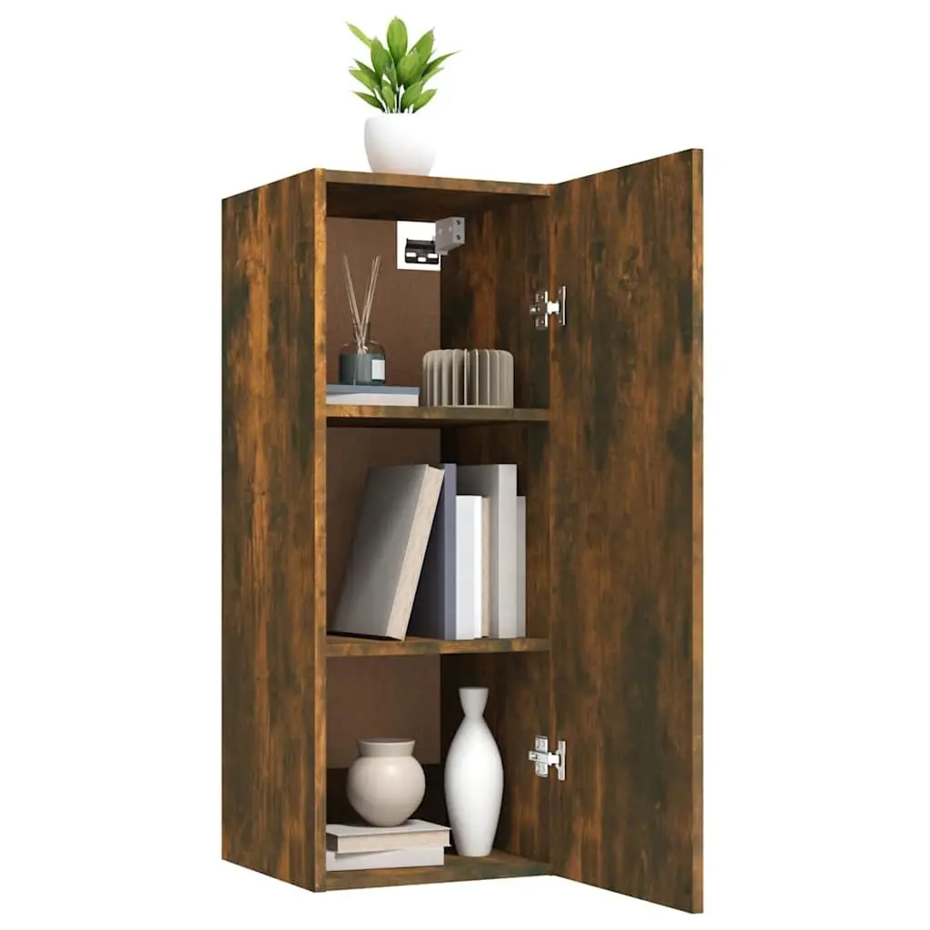 Wall-Mounted Cabinet Brown Engineered Wood 34cm Depth 34.5cm Width 90cm Height Storage Organizer