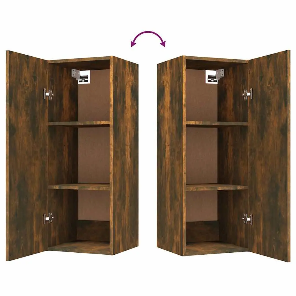 Wall-Mounted Cabinet Brown Engineered Wood 34cm Depth 34.5cm Width 90cm Height Storage Organizer