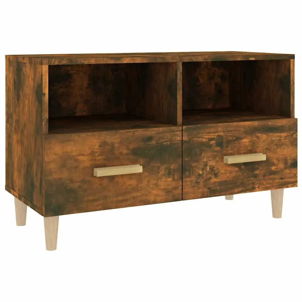 TV Cabinet Smoked Oak 80x36x50cm Engineered Wood with Drawers Compartments