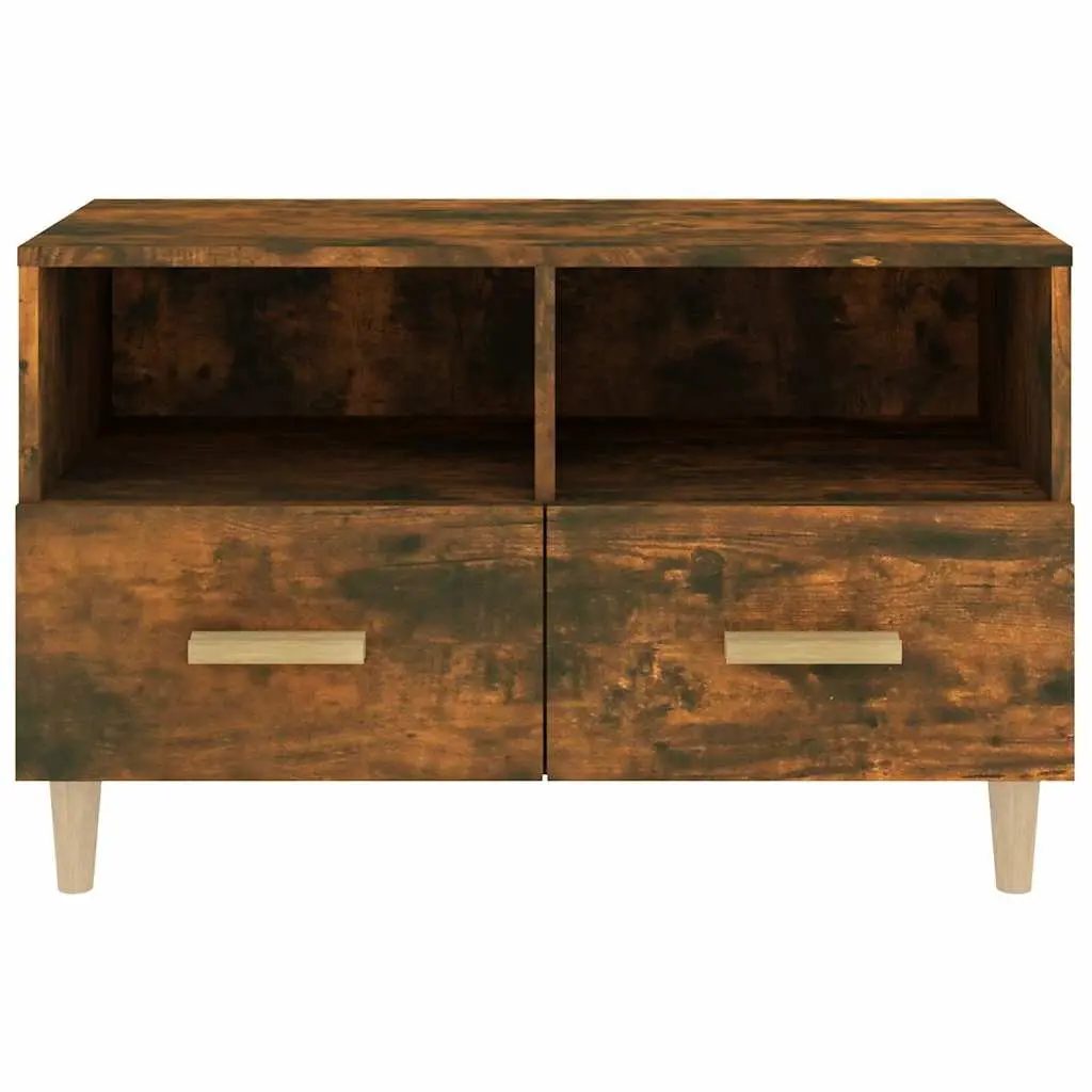 TV Cabinet Smoked Oak 80x36x50cm Engineered Wood with Drawers Compartments
