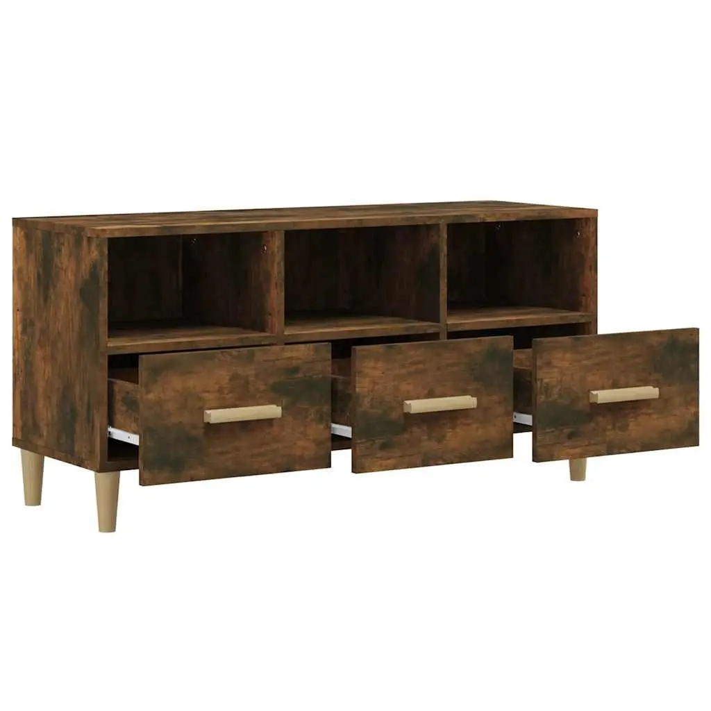 TV Cabinet Brown Engineered Wood Storage Unit Media Console with Drawers