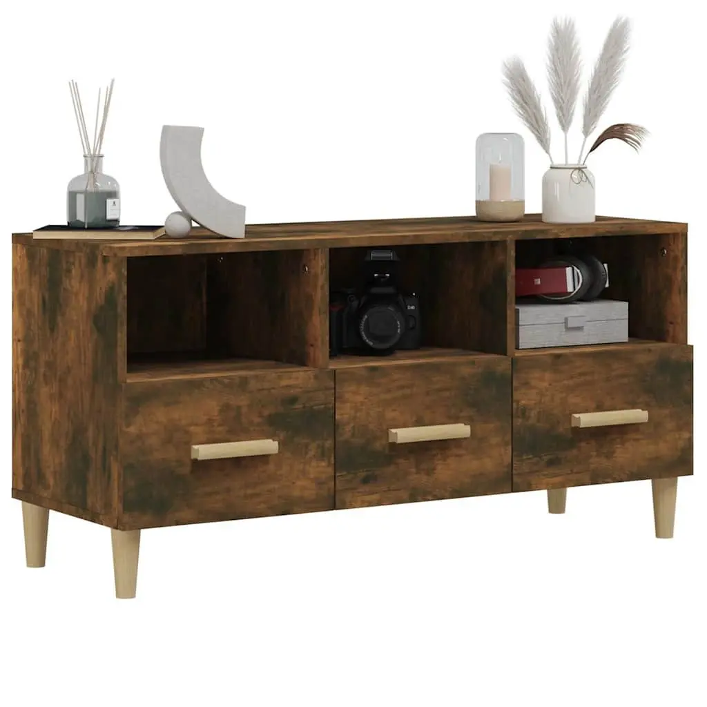 TV Cabinet Brown Engineered Wood Storage Unit Media Console with Drawers