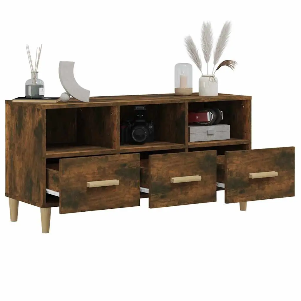 TV Cabinet Brown Engineered Wood Storage Unit Media Console with Drawers