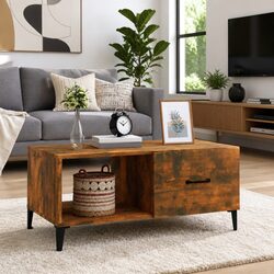 Smoked Oak Modern Coffee Table with Storage