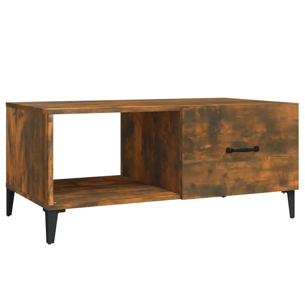 Coffee Table Modern Storage Accent Furniture Smoked Oak Engineered Wood Design