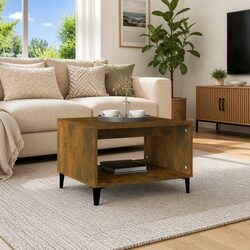 Warm Brown Coffee Table with Storage Compartment