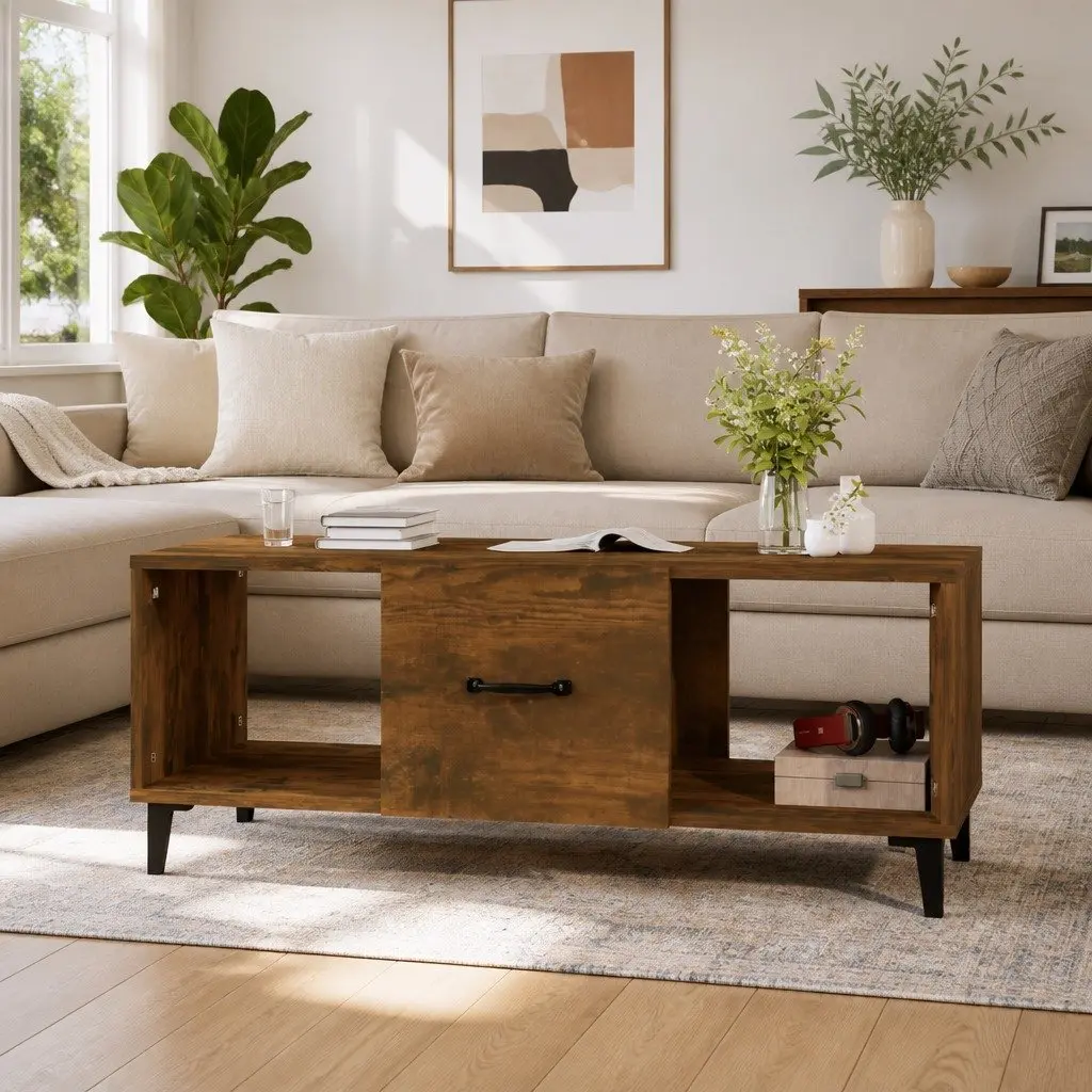 Coffee Table Brown Engineered Wood 102L x 50W x 40H cm