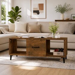 Brown Engineered Wood Coffee Table with Storage