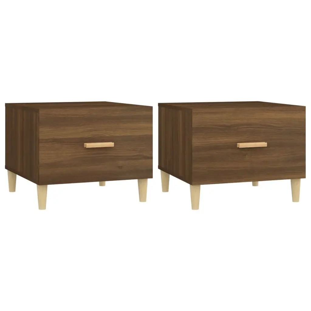 Coffee Tables 2 pcs Brown 50x50x40 cm Engineered Wood Side Tables with Drawers