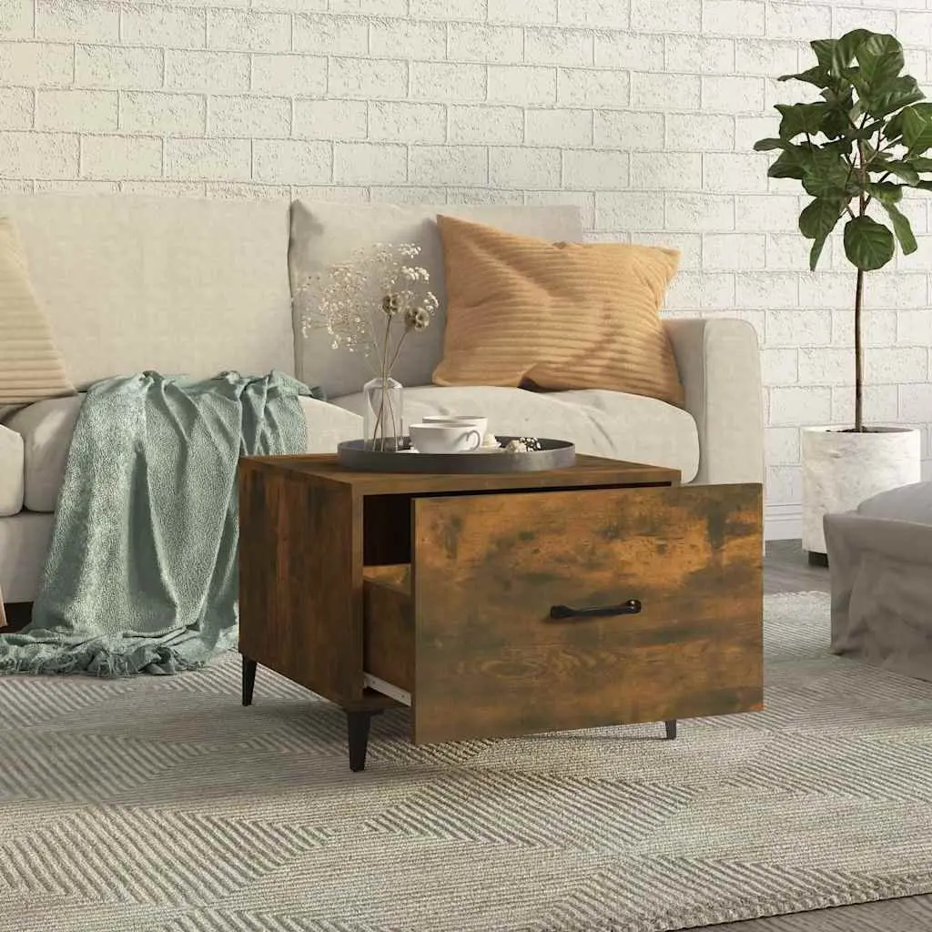 Coffee Tables Set of 2 Brown Engineered Wood with Metal Legs
