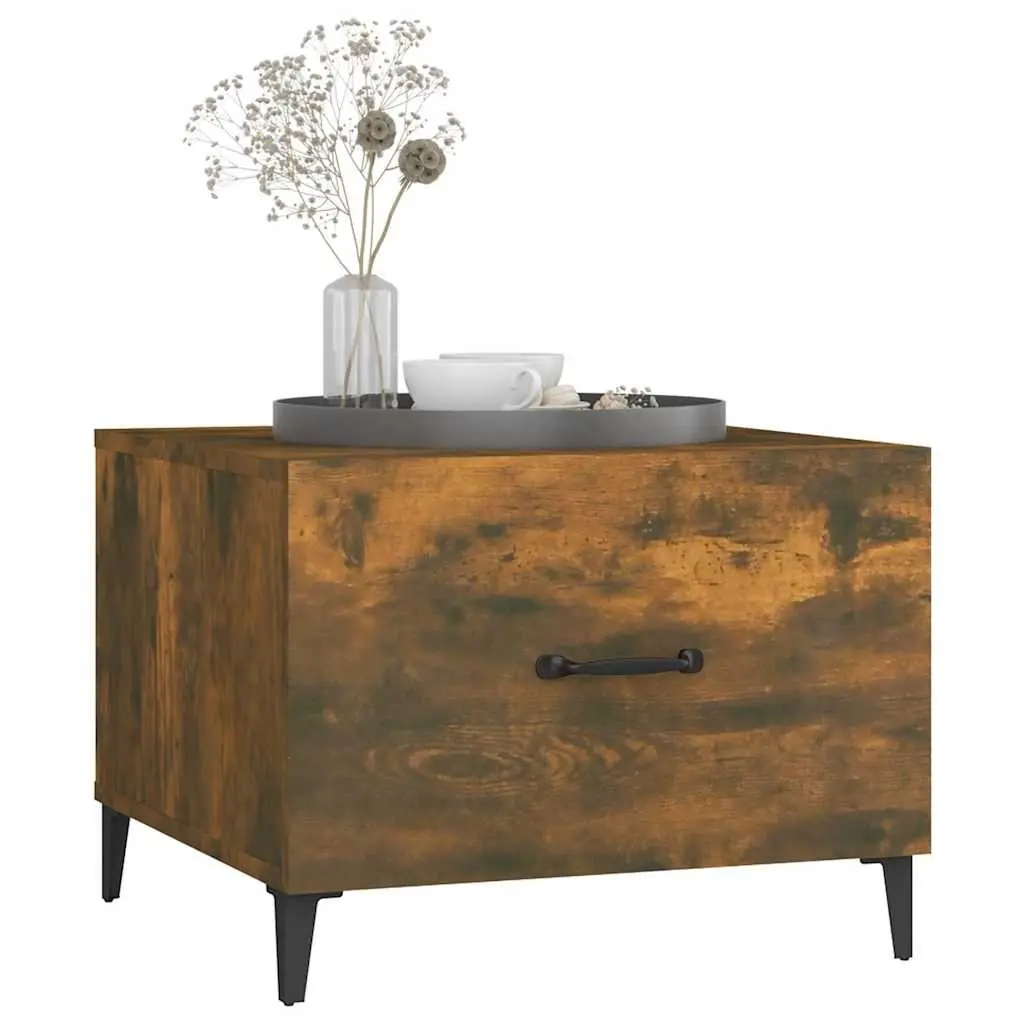 Coffee Tables Set of 2 Brown Engineered Wood with Metal Legs