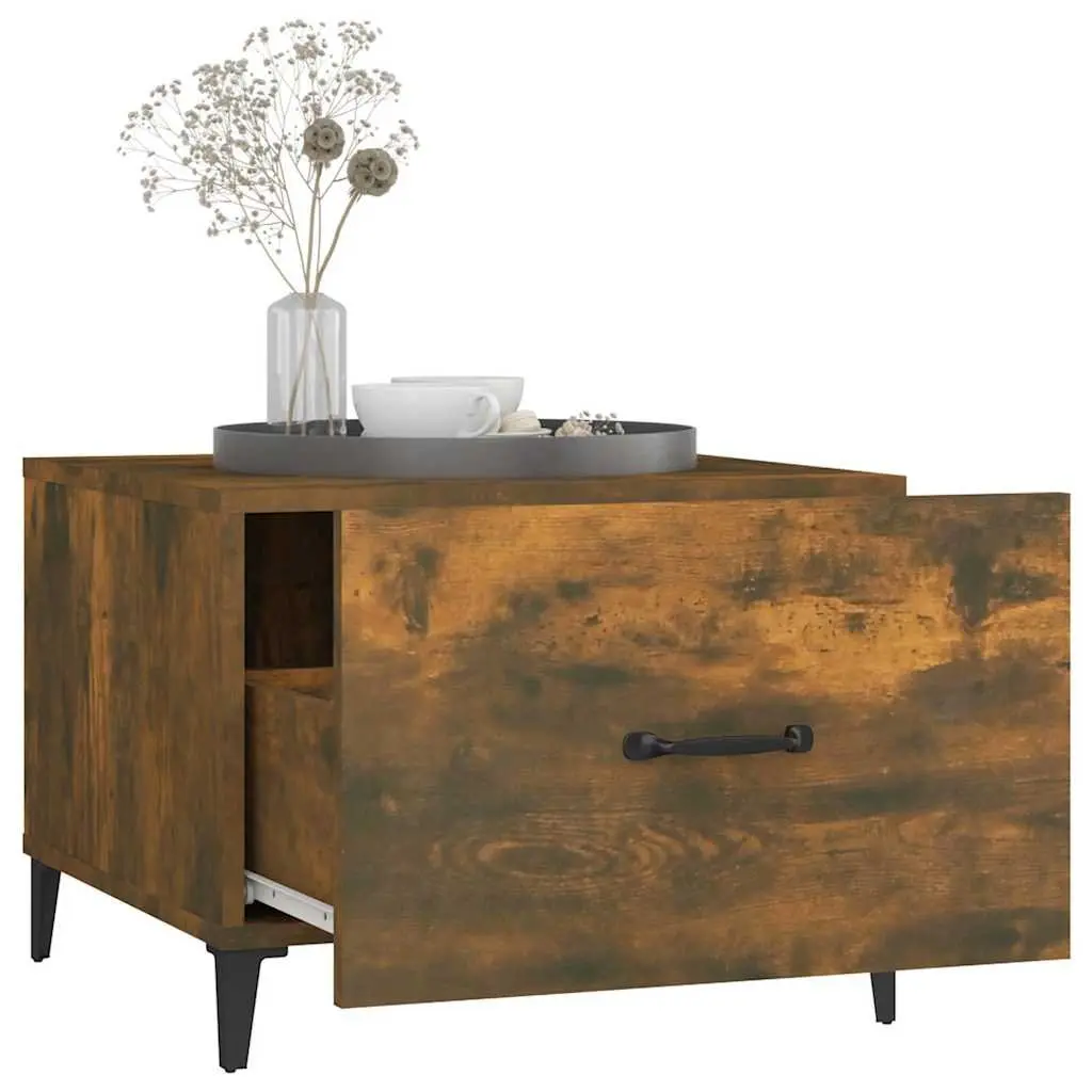Coffee Tables Set of 2 Brown Engineered Wood with Metal Legs