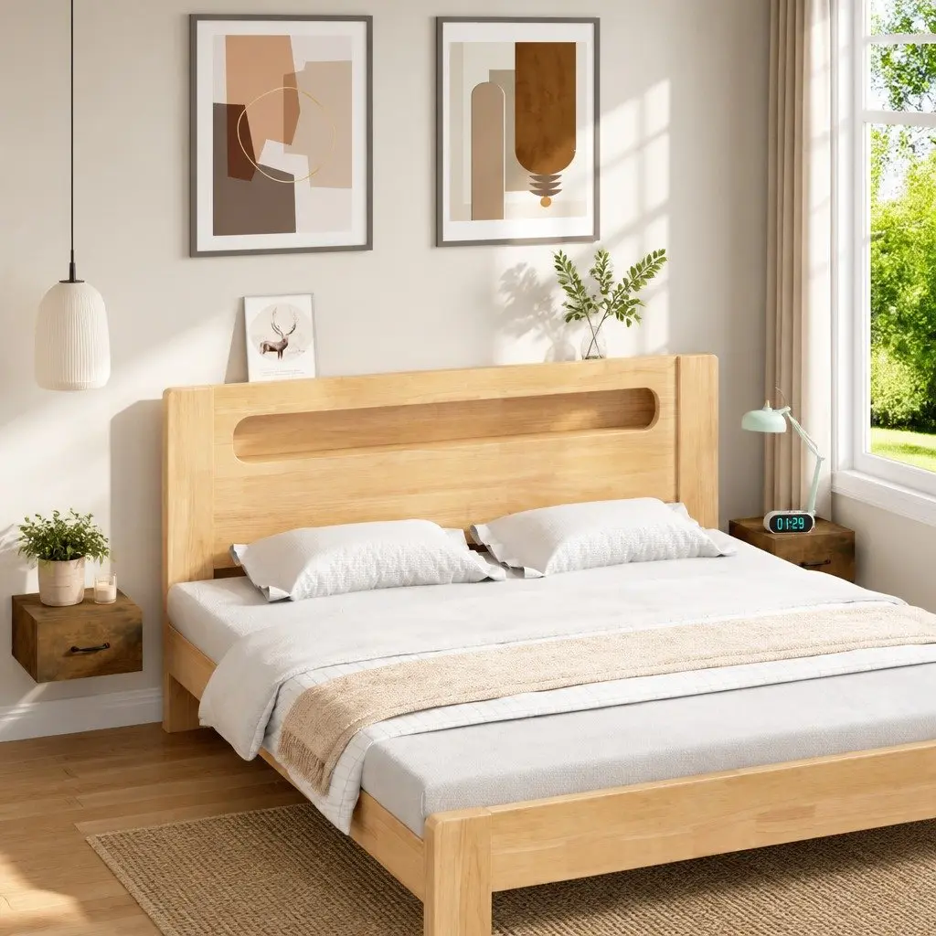 Wall-mounted Bedside Cabinet Brown Floating Storage 35 x 35 x 20 cm Engineered Wood 2 Piece