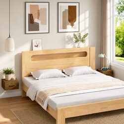Brown Floating Wall-mounted Bedside Cabinet Set
