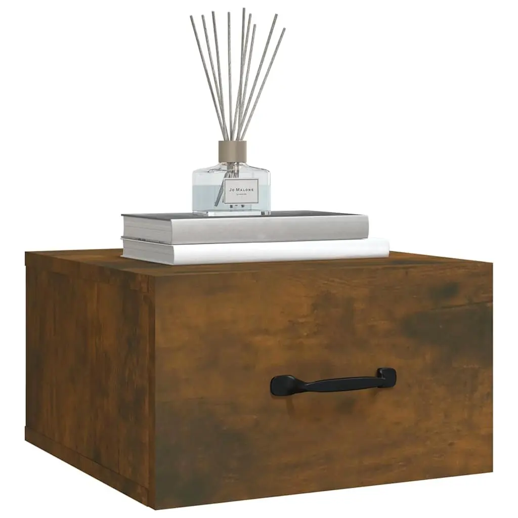 Wall-mounted Bedside Cabinet Brown Floating Storage 35 x 35 x 20 cm Engineered Wood 2 Piece