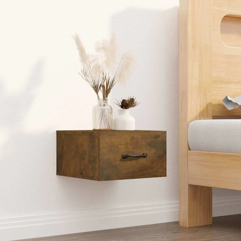 Wall-mounted Bedside Cabinet Brown Floating Storage 35 x 35 x 20 cm Engineered Wood 2 Piece