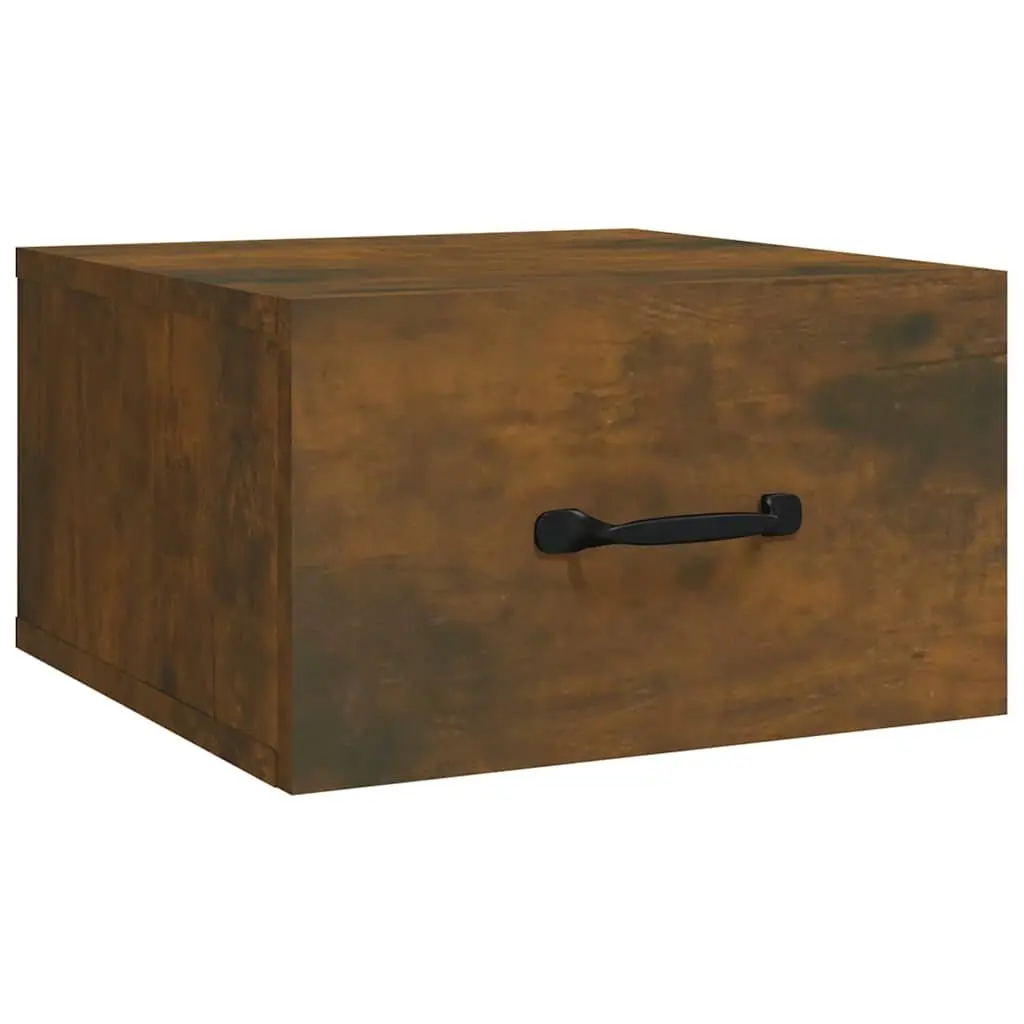 Wall-mounted Bedside Cabinet Brown Floating Storage 35 x 35 x 20 cm Engineered Wood 2 Piece