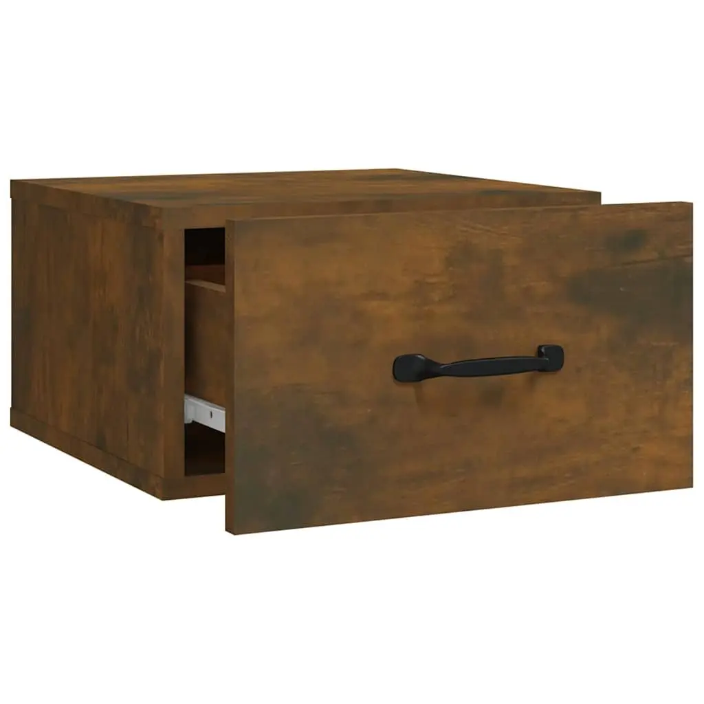 Wall-mounted Bedside Cabinet Brown Floating Storage 35 x 35 x 20 cm Engineered Wood 2 Piece