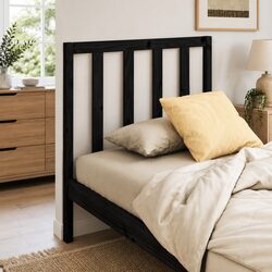 Stylish Black Solid Pine Bed Headboard 96cm