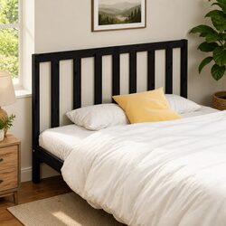 Solid Pine Wooden Bed Headboard 141cm in Black