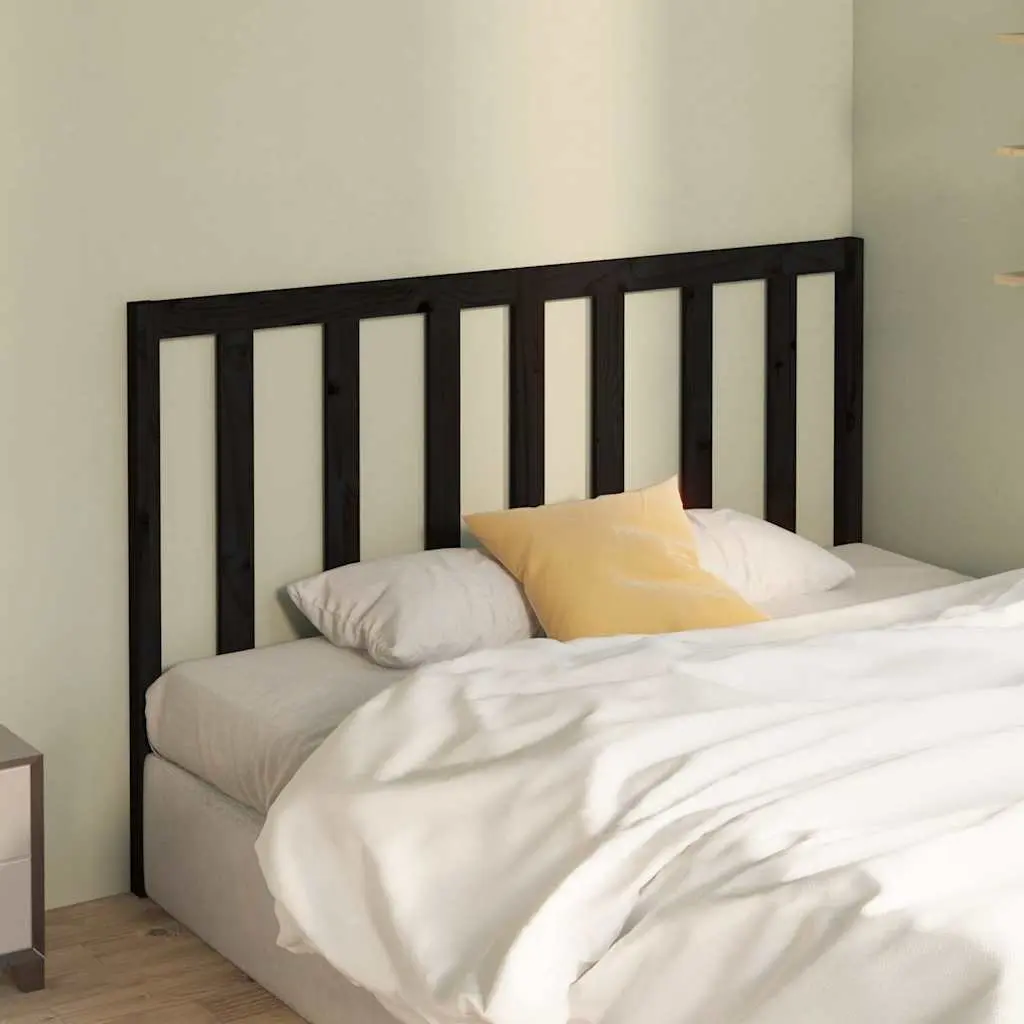 Wooden Bed Headboard Black 141cm Solid Pine Wood