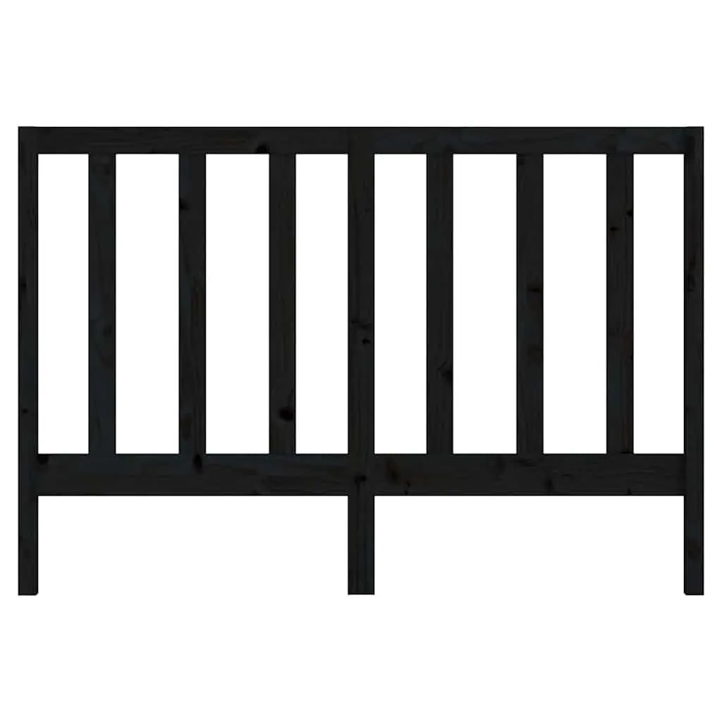 Wooden Bed Headboard Black 141cm Solid Pine Wood