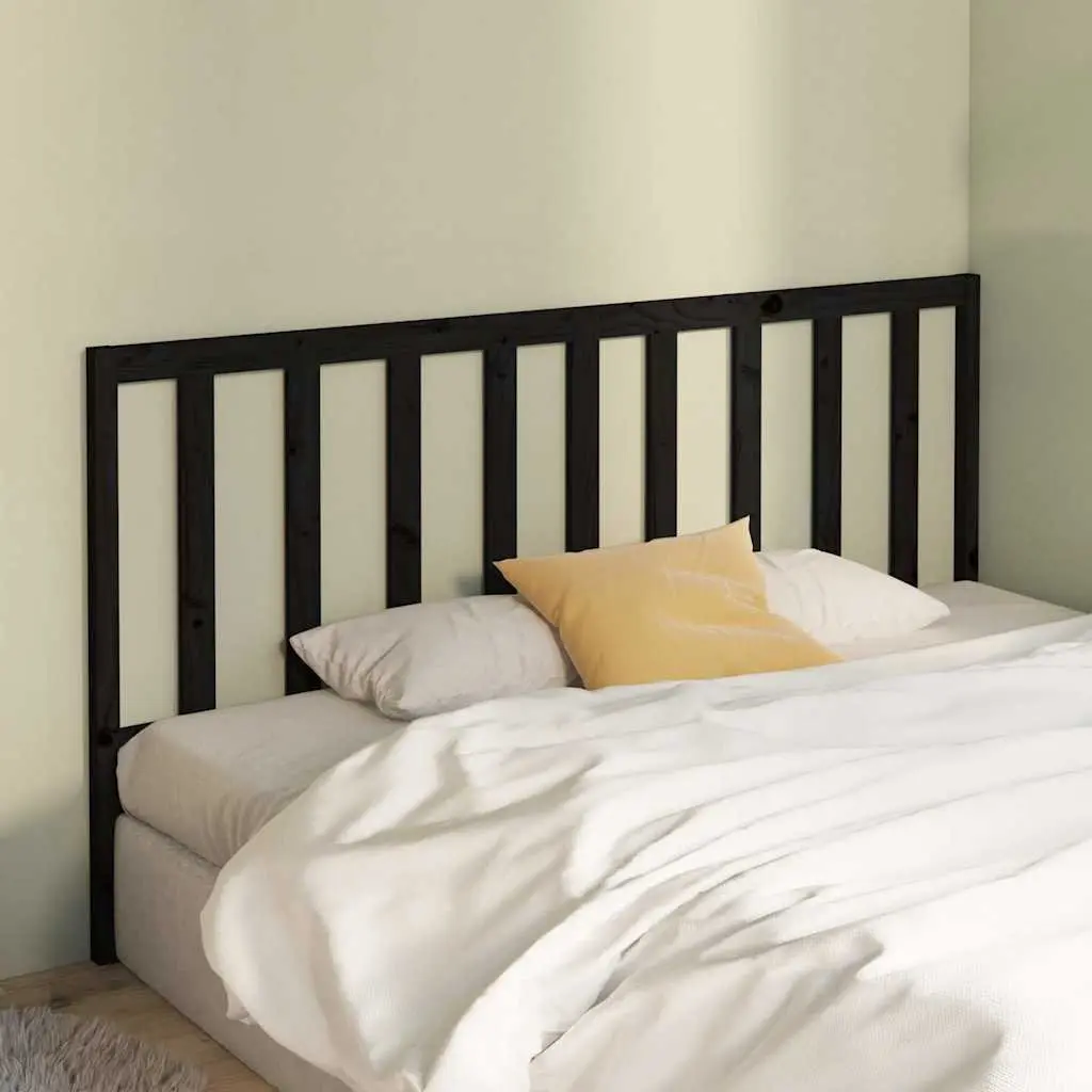 Solid Pine Wood Bed Headboard Black 186cm Bedroom Furniture