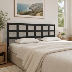 Stylish Black Bed Headboard in Solid Pine Wood