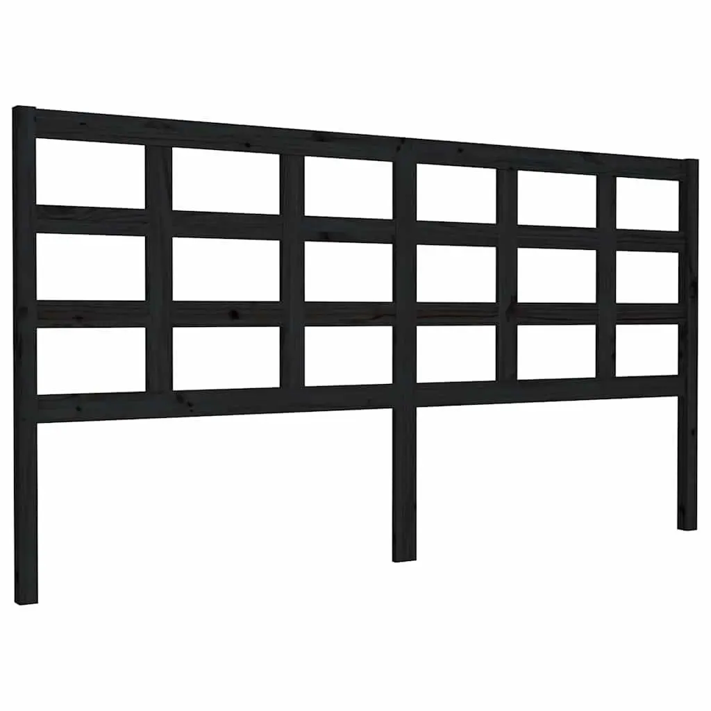 Bed Headboard Black 185.5 cm Solid Pine Wood
