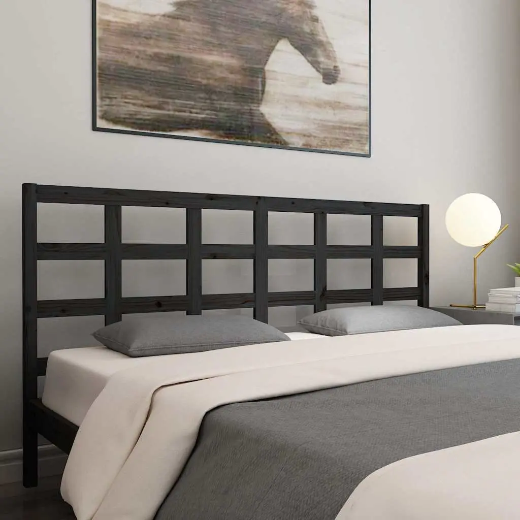 Bed Headboard Black 185.5 cm Solid Pine Wood