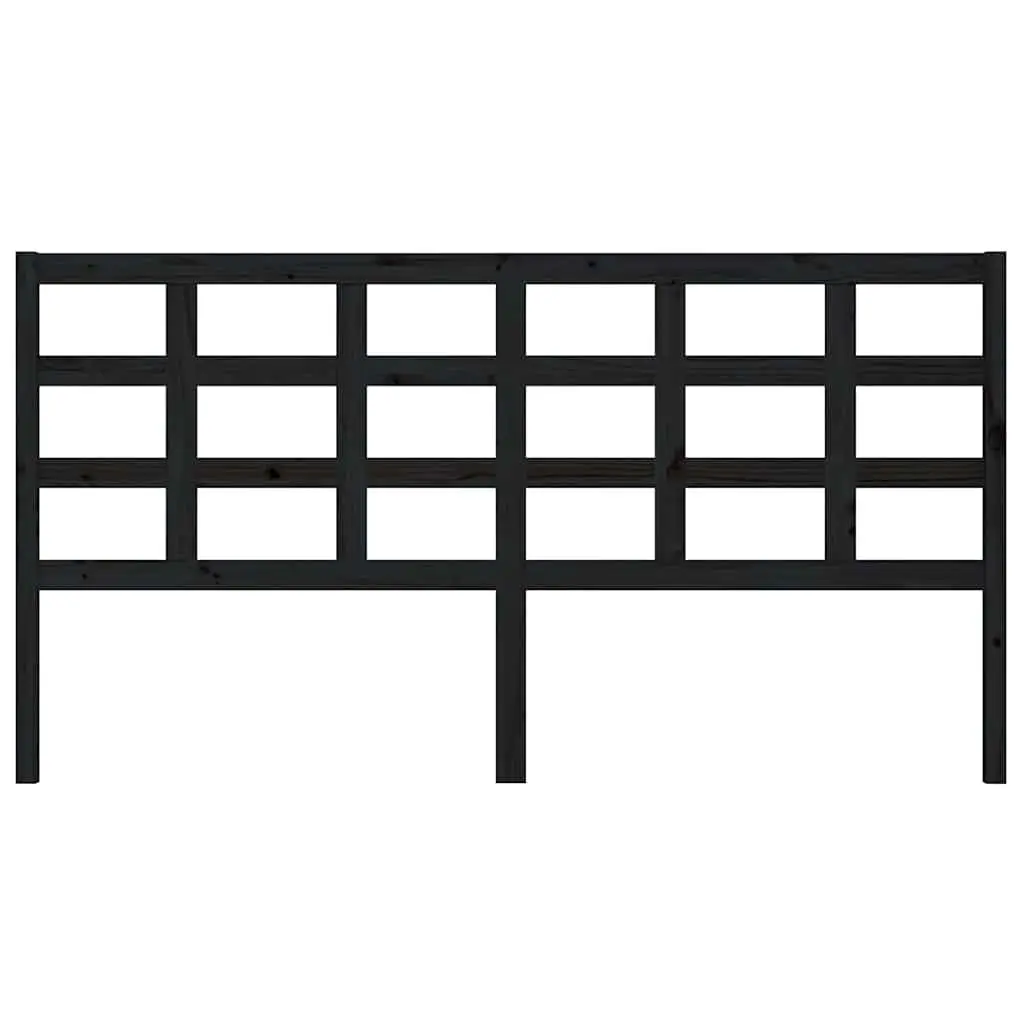 Bed Headboard Black 185.5 cm Solid Pine Wood