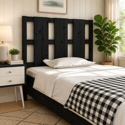 Black Solid Wood Pine Bed Headboard 95.5 cm