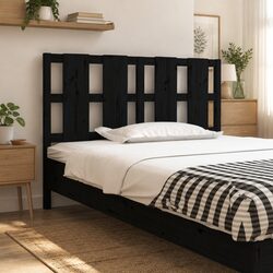 Black Solid Wood Pine Bed Headboard 140.5 cm