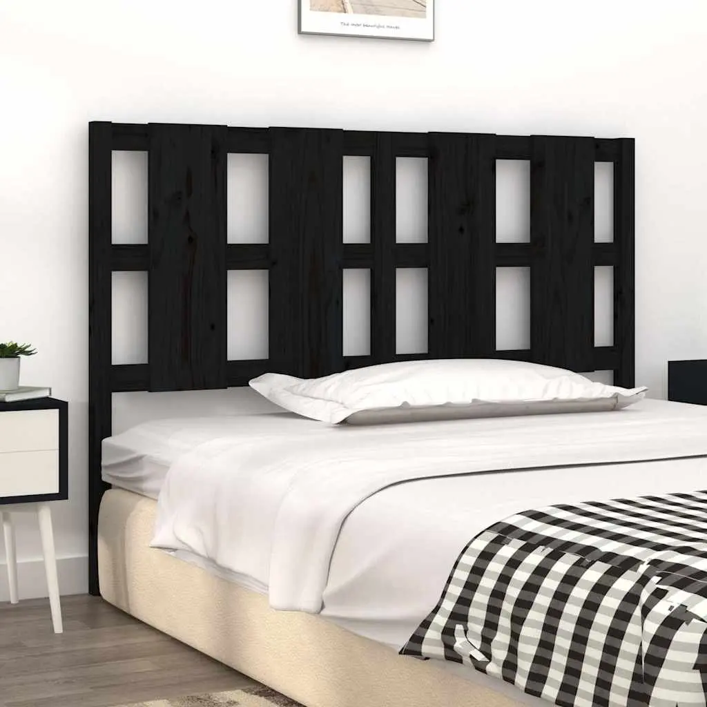 Bed Headboard Black 140.5 cm Solid Pine Wood Rustic Bedroom Furniture