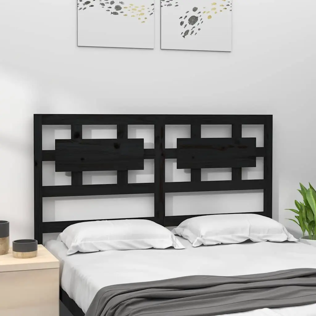 Rustic Black Bed Headboard Solid Pine Wood 140.5 cm