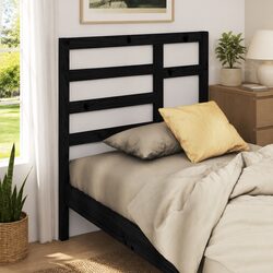 Stylish Black Pine Wood Bed Headboard 96cm
