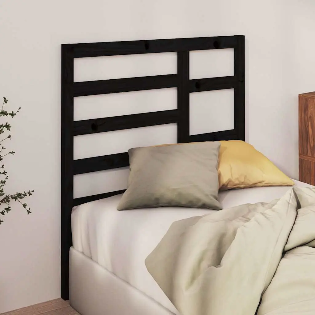 Wooden Bed Headboard Black 96cm Solid Pine Wood