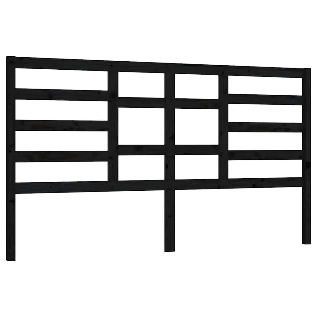 Wooden Bed Headboard Black 186cm Solid Pine Rustic Finish