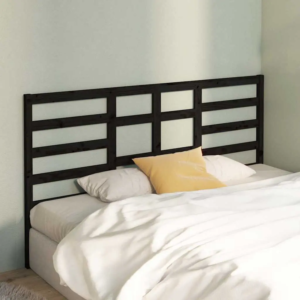 Wooden Bed Headboard Black 186cm Solid Pine Rustic Finish