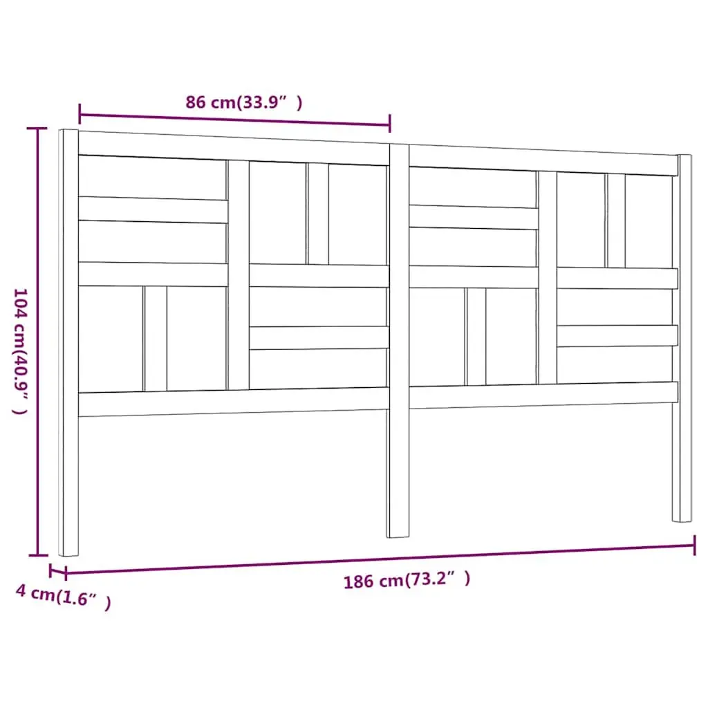 Pine Wood Headboard White 186cm Bedroom Furniture Wooden Panel